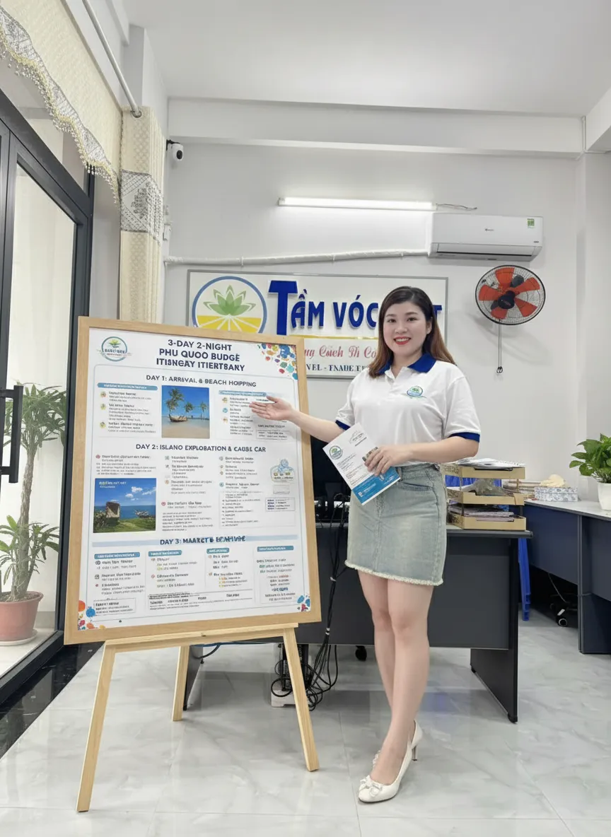 Bảng tóm tắt lịch trình du lịch Phú Quốc 3 ngày 2 đêm tiết kiệm của Tầm Vóc Việt