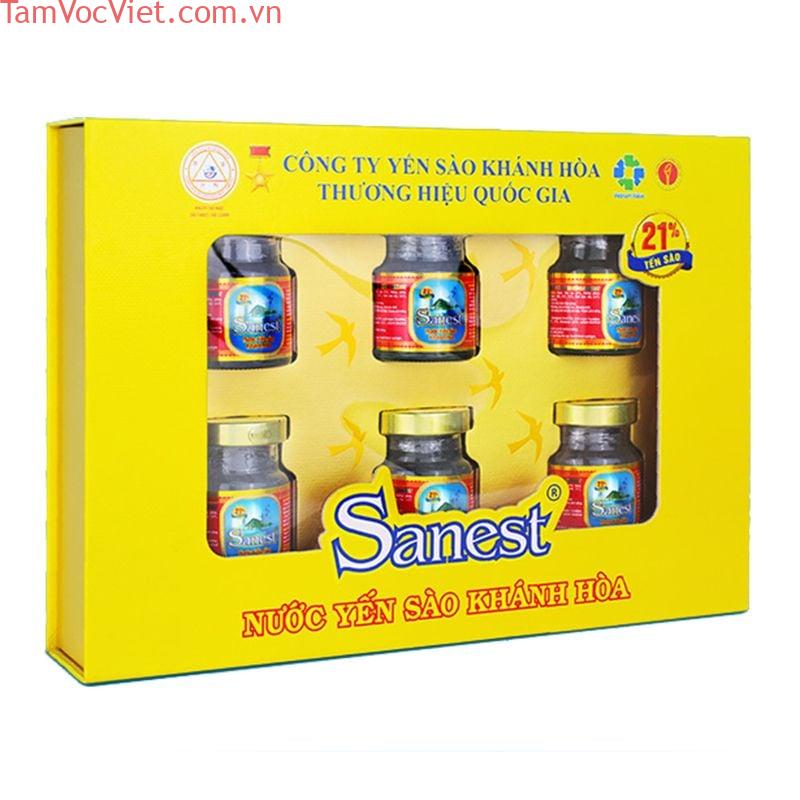 Nước yến sào Khánh Hoà Sanest có đường 21% hộp 6 hũ x 70ml